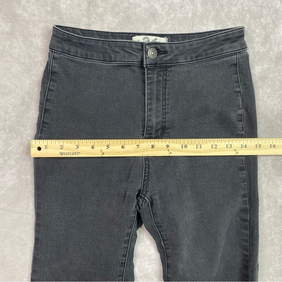 Free People Jeans 26 Black Youthquake Flare Bell Bottom High Crop Stretch Pant - Picture 13 of 16